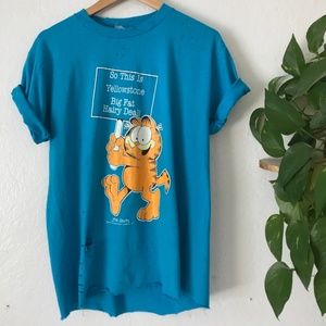 VINTAGE HAND DISTRESSED GARFIELD TEE